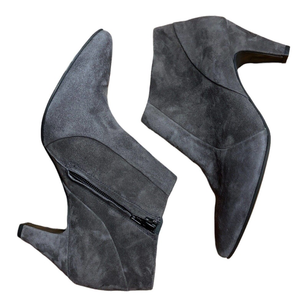Paul Green Gray Heeled Ankle Boots Suede Side zipper UK Size 6.5 (US 9) - Picture 2 of 6